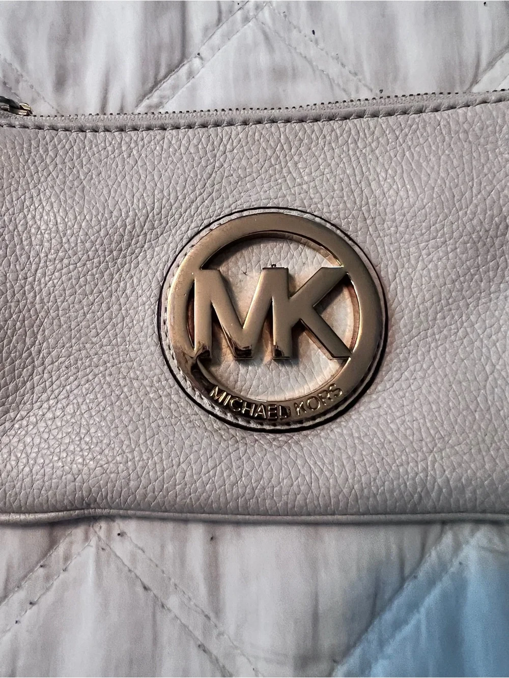 Michael Kors Pebbled Leather Wristlet in Cream w/ Gold Hardware